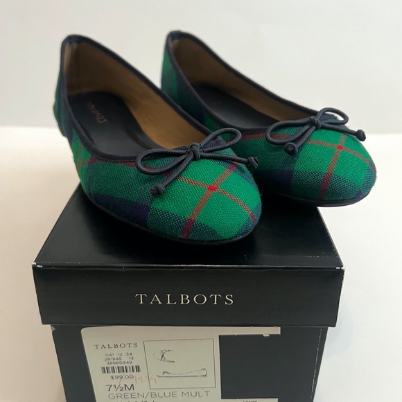 Talbots Green/Blue/Red Plaid Ballet Flats - Size 7.5M - Excellent Condition - Picture 2 of 11